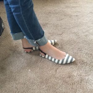 Textured, cream and black stripes, Splendid flats.